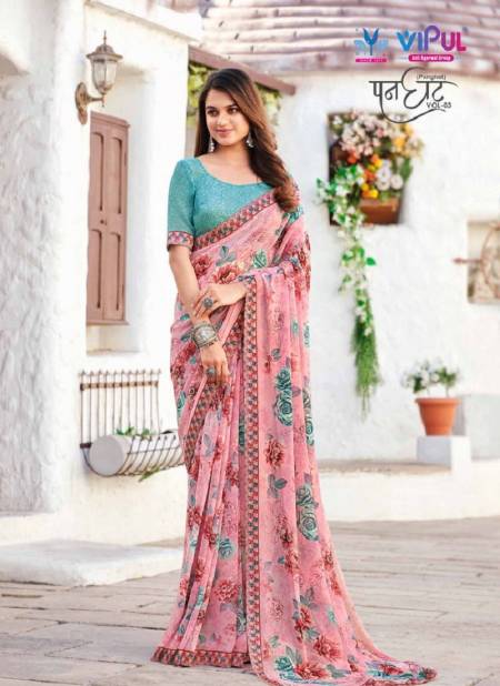 Baby Pink Colour Panghat Vol 3 By Vipul Daily Wear Saree Catalog 65703