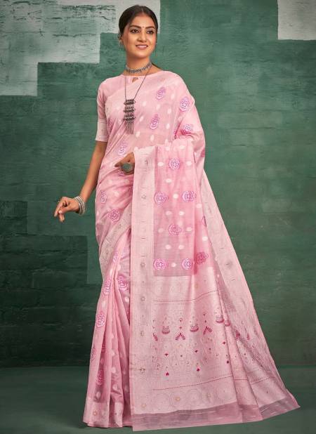 Baby Pink Colour Prabha Sangam Colours Wholesale Printed Sarees Catalog 1003