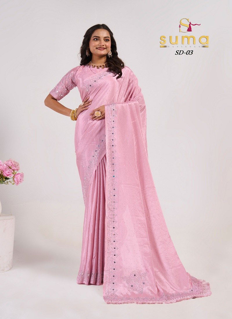 Baby Pink Colour Sd 01 To Sd 11 By Suma Designer Party Wear Saree Wholesale Online Sd 03