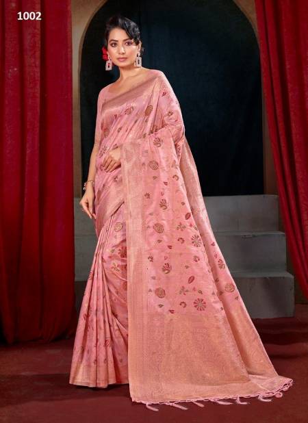 Baby Pink Colour Suhani By Sangam Silk Saree Catalog 1002