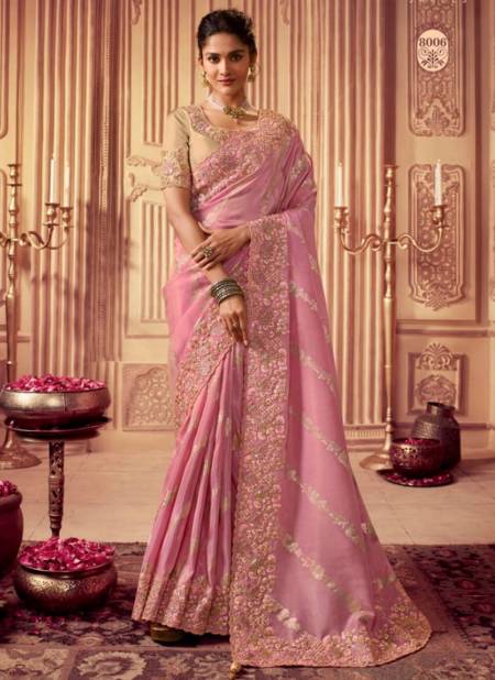 Baby Pink Colour Suvarna By Sulakshmi 8001 To 8009 Wedding Wear Sarees Catalog 8006