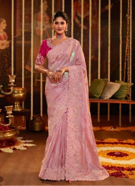 Baby Pink Colour Suvarna By Sulakshmi Wedding Saree Catalog 7608 Catalog