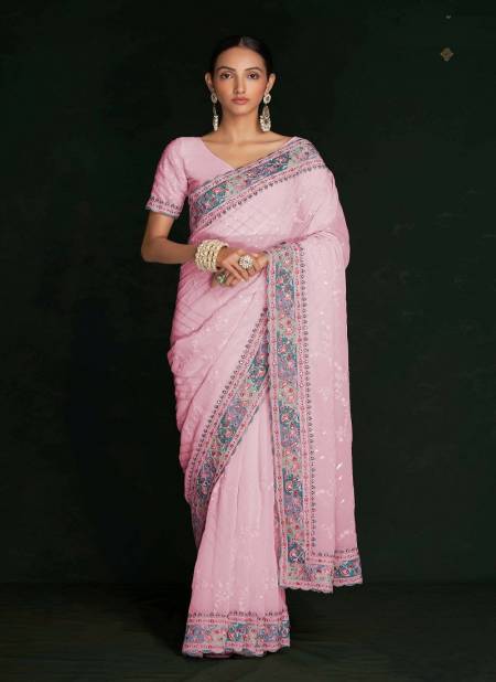 Baby Pink Colour Swarna Vol 5 By Arya Designs Party Wear Saree Catalog 46007