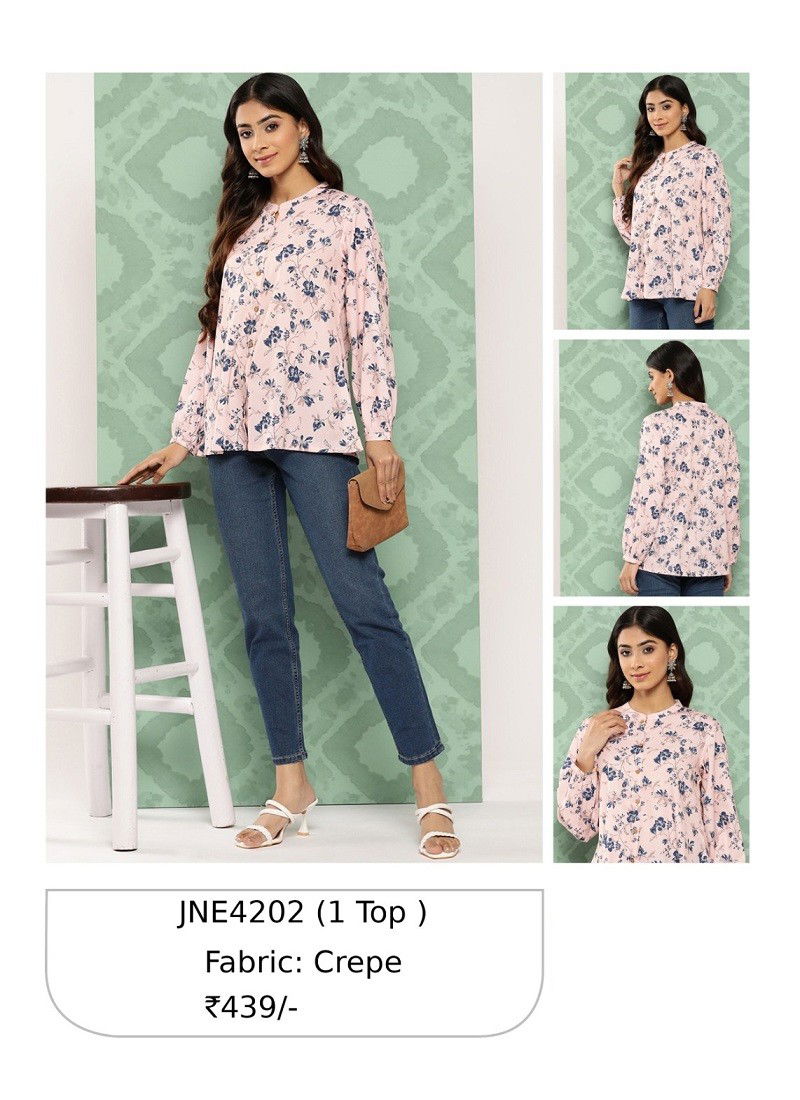 Baby Pink Janasya Party Wear Ladies Top Catalog 4202