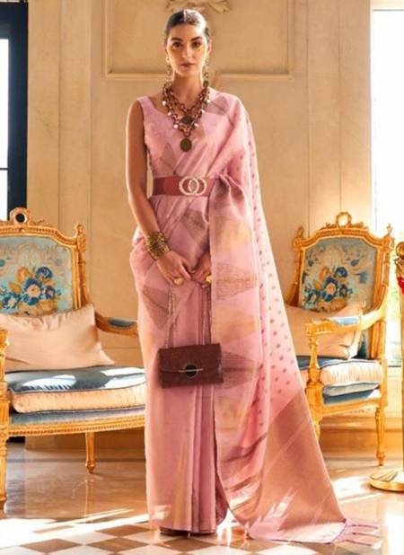 Baby pink Colour Kyaari Tissue Function Wear Wholesale Designer Sarees 8005
