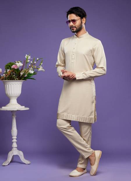 Bage Colour Function wear Stylish Mens Kurta Pajama Catalog 2489