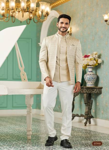 Baige Colour Party Wear Mens Designer Jodhpuri Suit Wholesale Clothing Distributors In India 2702