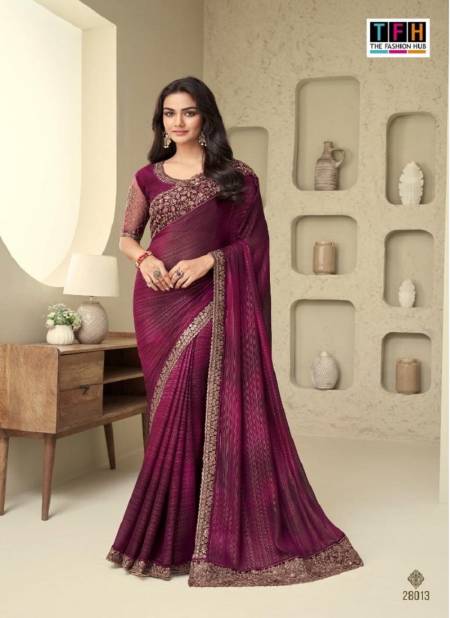 Beetroot Colour Silver Screen 18th Edition By TFH Designer Saree Catalog 28013