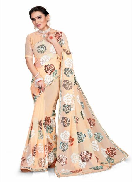 Begie Colour Armani By Utsav Nari Georgette Embroidery Saree Orders In India 2367