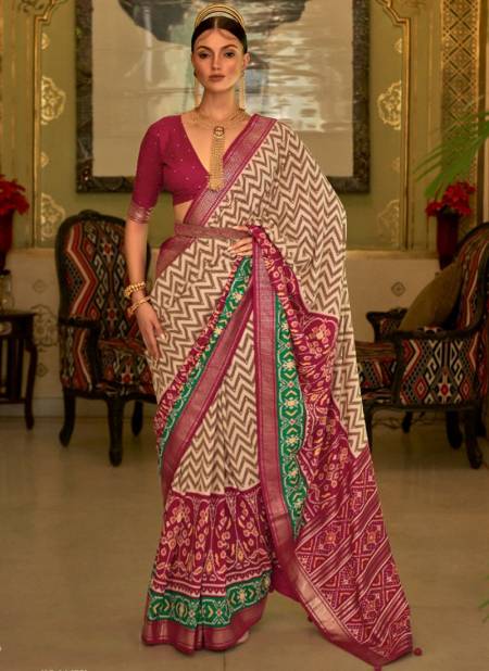 Beige And Maroon Mangalkari Exclusive Wear Wholesale Silk Sarees 524 C