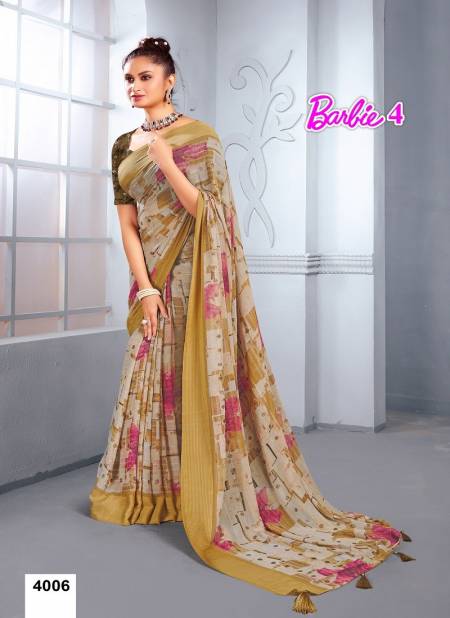 Beige And Multi Colour Barbie Vol 4 By Mahamani Creation Georgette Daily Wear Saree Wholesale Online 4006