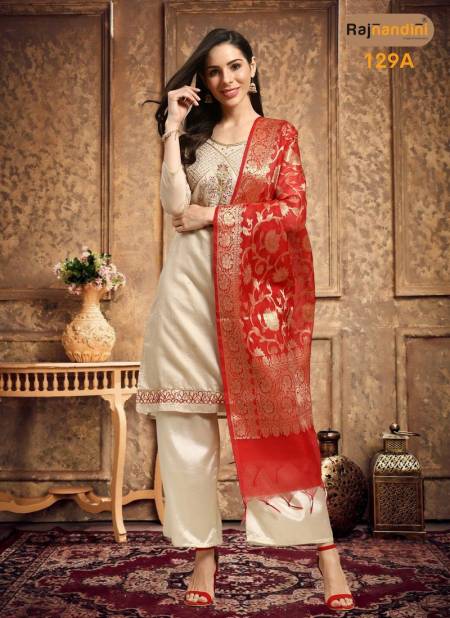Beige And Red Colour Chitra 1 Designer Salwar Suit Catalog 129 A