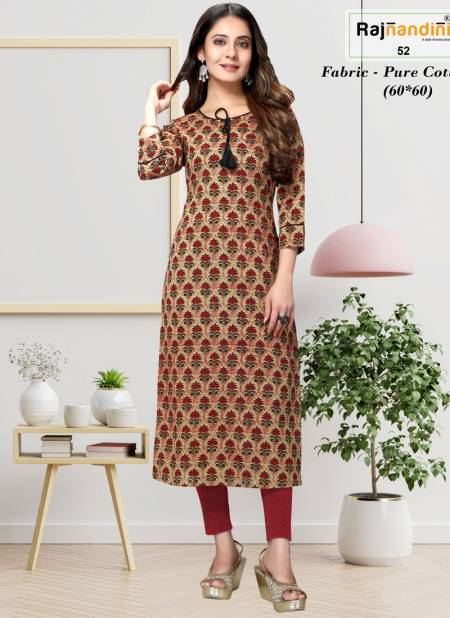 Beige And Red Colour Delsy By Rajnandini Designer Kurti Catalog 52
