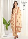Beige And Red Colour Mesmora Heavy Embroidered Printed Cotton Kurti With Bottom Dupatta Surat Wholesale Market MF077