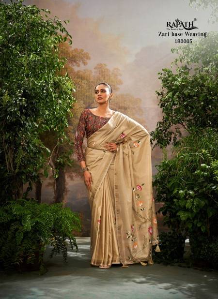 Beige Colour Aaidehi Silk By Rajpath Soft Linen Tissue Saree Exporters In India 180005