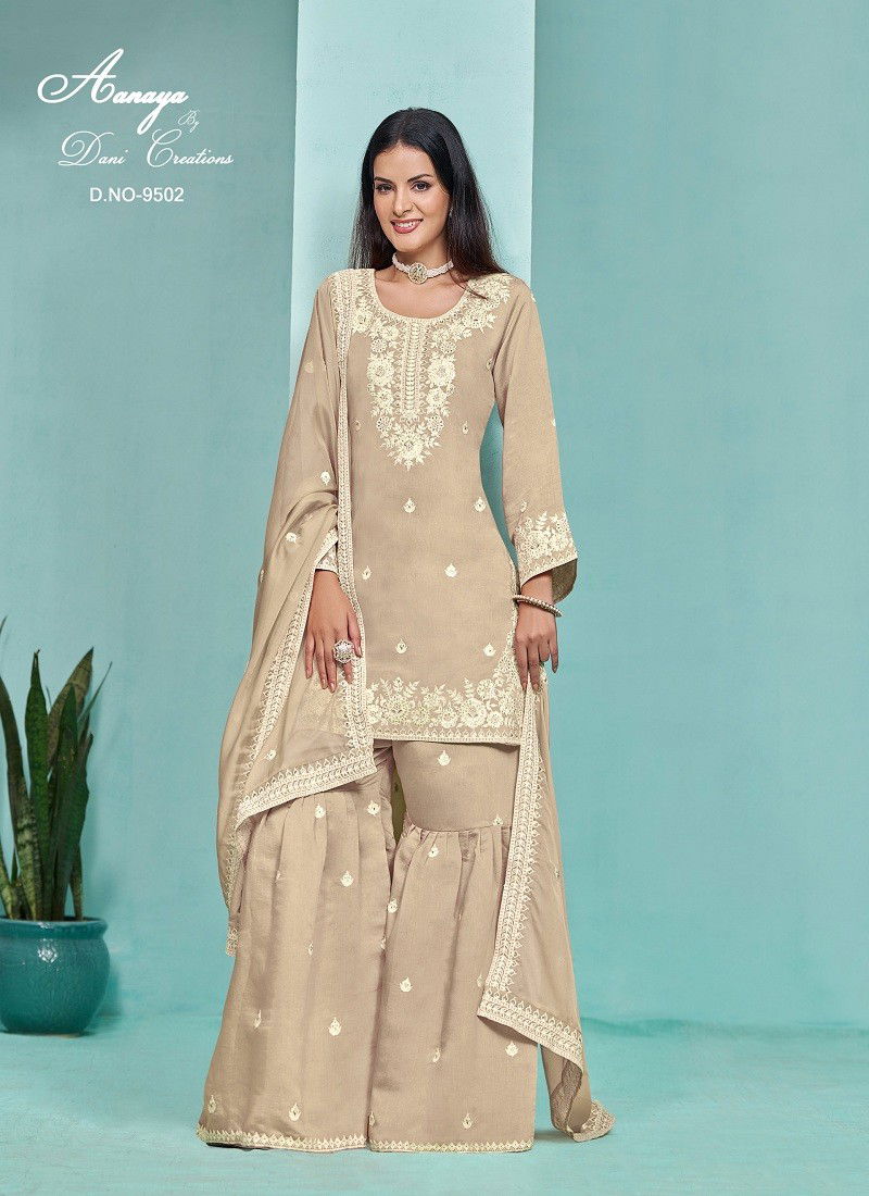 Beige Colour Aanaya Vol 195 By Twisha Designer Wear Sharara Suit Exporters In India 9502