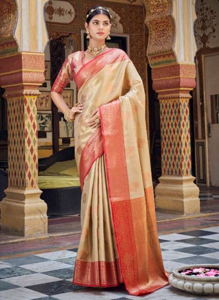 Beige Colour Avyuktha Silk Wedding Wear Wholesale Designer Sarees 65002