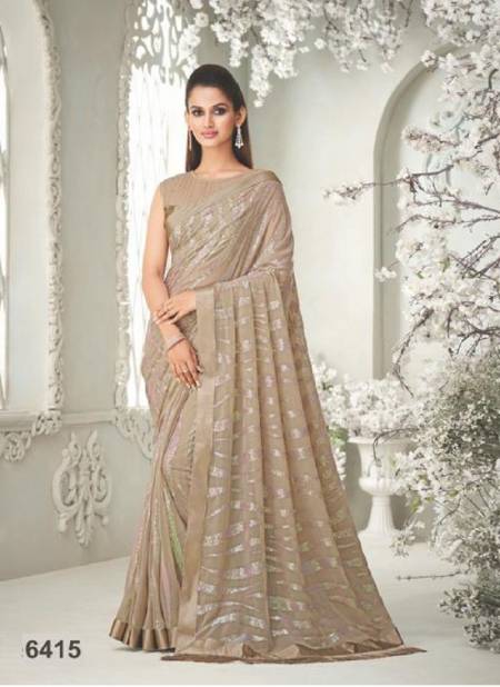 Beige Colour Crystal Vol 2 By TFH Party Wear Saree Catalog 6415