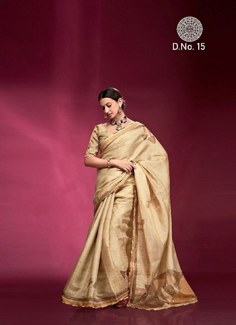 Beige Colour Dazzling By Kala Jamun Pure Tusser Wedding Wear Saree Wholesale In India 15