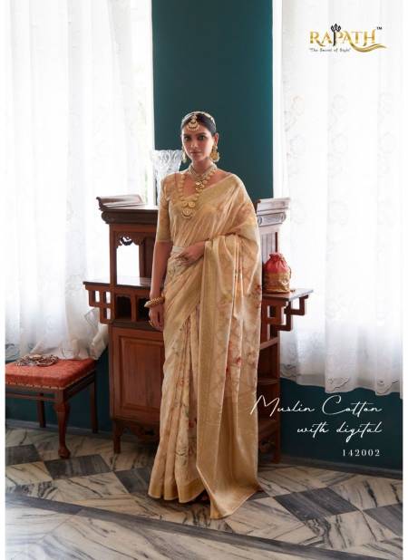 Beige Colour Fiona Silk By Rajpath Silk Saree Catalog 142002