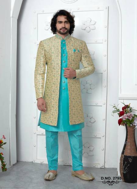Beige Colour Function Wear Indo Western Mens Jacket Set Wholesale Shop In Surat 2795