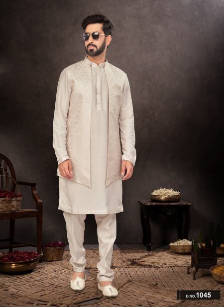 Beige Colour GS Fashion Occasion Wear Mens Designer Modi Jacket Kurta Pajama Orders In India 1045