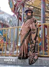 Beige Colour Kazule By Rajtex Printed Satin Crepe Saree Orders In India 396005