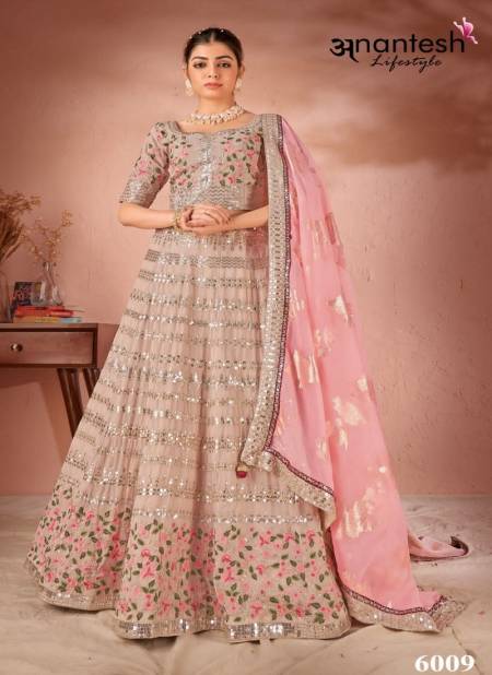 Beige Colour Maharani Vol 2 By Anantesh Georgette Wedding Wear Lehenga Choli Catalog 6009