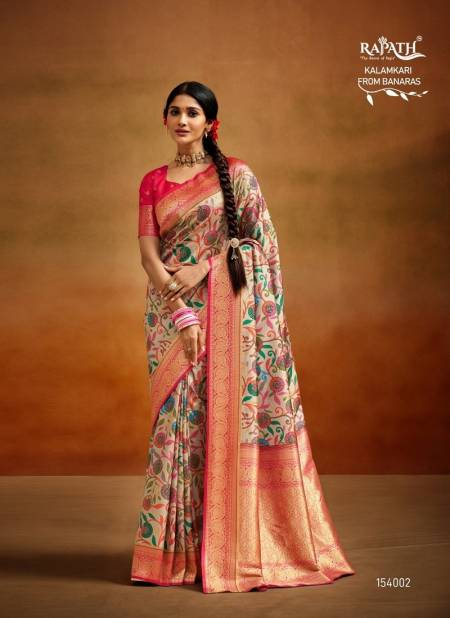 Pink And Beige Colour Moghra Silk By Rajpath Designer Saree Catalog 154002