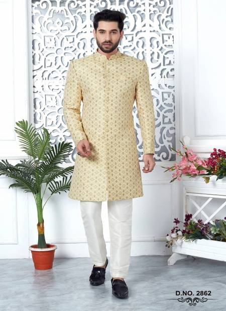 Beige Colour Party Wear Mens Desginer Indo Western Wholesale Market In Surat 2862