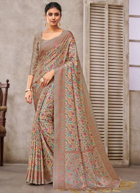 Beige Colour Pashima Digital Vol 2 Printed Wholesale Daily Wear Sarees Catalog 1004