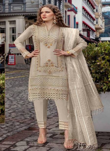Beige Colour R 567 Colours By Ramsha Pakistani Suit Catalog 567 A