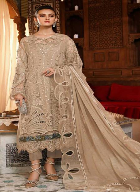 Beige Colour R 577 Colors By Ramsha Pakistani Suits Catalog R 577 A