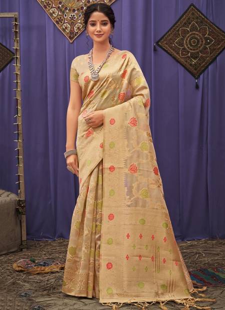 Beige Colour Raag Sutra Wholesale Designer Ethnic Wear Printed Saree Catalog 3394