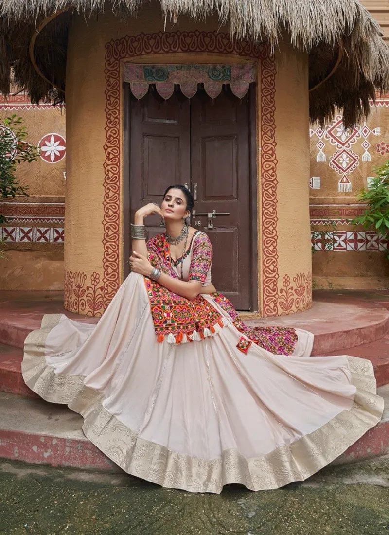 Beige Colour Raas Vol 16 By Shubhkala Designer Navratri Lehenga Choli Orders In India 2455