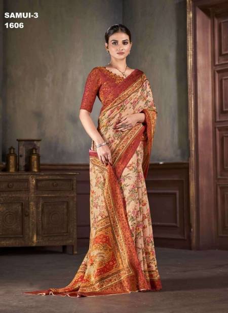 Beige Colour Samui Vol 3 By Jivora Silk Printed Daily Wear Wholesale Saree Suppliers In Mumbai 1606