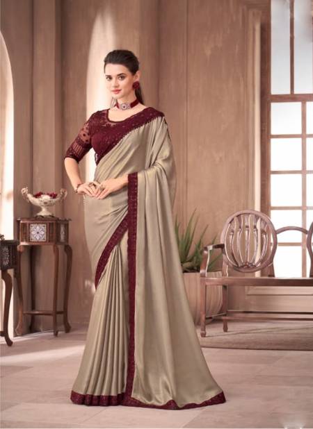 Beige Colour Sandalwood By TFH Party Wear Sarees Catalog 1110
