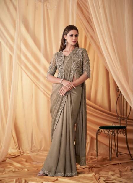 Beige Colour Sparkle 4 TFH New Latest Georgette Designer Party Wear Saree Suppliers In India SPA-7612