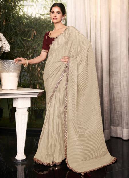 Beige Colour Urvashi Party Wear Wholesale Designer Sarees 1009