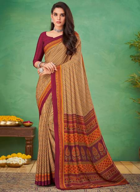 Beige And Maroon Colour Vivanta Silk 11th Edition Hits Ruchi Wholesale Daily Wear Sarees Catalog 14907 B