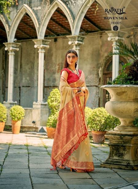 Beige Colour Zilmil Silk By Rajpath 390001 To 390006 Occasion Wear Tissue Silk Saree Wholesale Online 390005