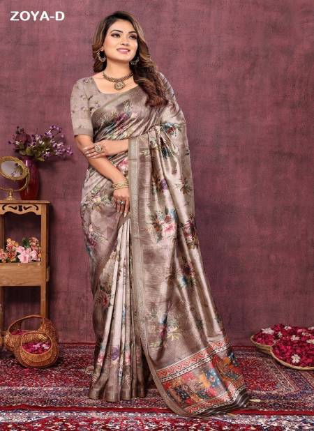 Beige Colour Zoya By Shri Rana Silk Printed Saree Wholesale Market In Surat With Price ZOYA-D