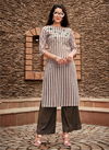 Beige Embroidery Work Casual Wear Kurti With Palazzo 1210