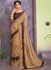 New Designer Lycra Fancy Party Wear Frill Sarees Collection For Women