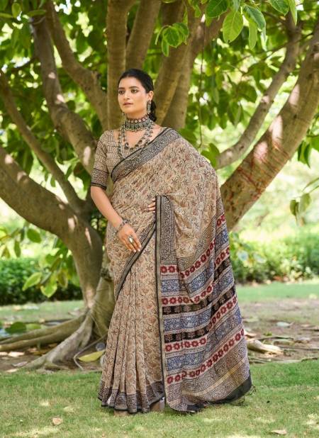 Beige Multi Colour Kasak By Sr Mulmul Cotton Printed Wholesale Saree Wholesale Online 1004