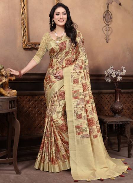 Beige Rutba Digital Exclusive Wear Wholesale Banarasi Silk Sarees 1206