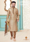 Beige Santom Silk Readymade Designer Mens Kurta Payjama 1808