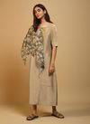 Beige Simple Designer Spark Omtex Casual Daily Wear Silk Elegant Printed Work Kurtis with scarf Collections 835