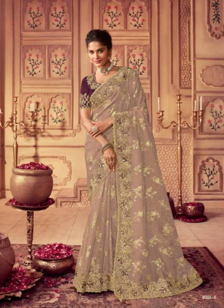 Beige Suvarna By Sulakshmi Wedding Saree Catalog 8004 A