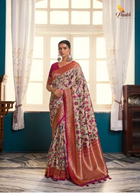 Beige The Kanchi By Pankh Printed Sarees Catalog 6708
